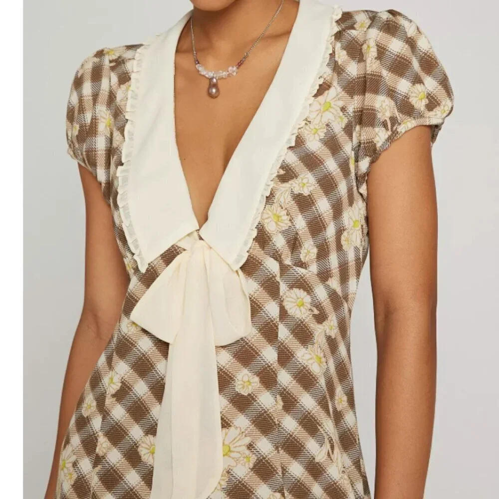 Kimchi Blue Urban Outfitters Romper Giovanna Collared Gingham Women's Small New